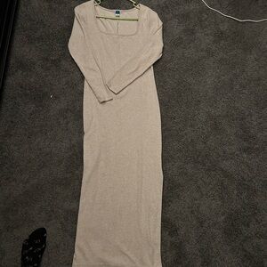 Old Navy Beige Long Sleeve Dress with slit
